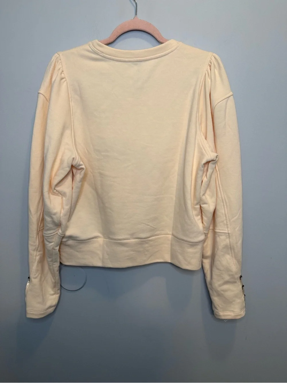 Anthropologie Cream Puff Sleeve Hook Clasp Detail Sweatshirt Medium - Picture 3 of 9